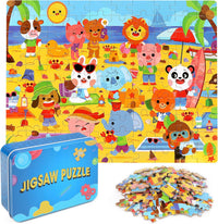 LELEMON Halloween jigsaw puzzle for kids with pumpkins and bats in tin box - view 4