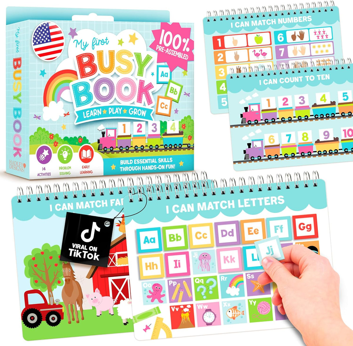 My First Busy Book Screen Free Activities for Toddlers 3-5 Activity - Colorful Abc Busy Book