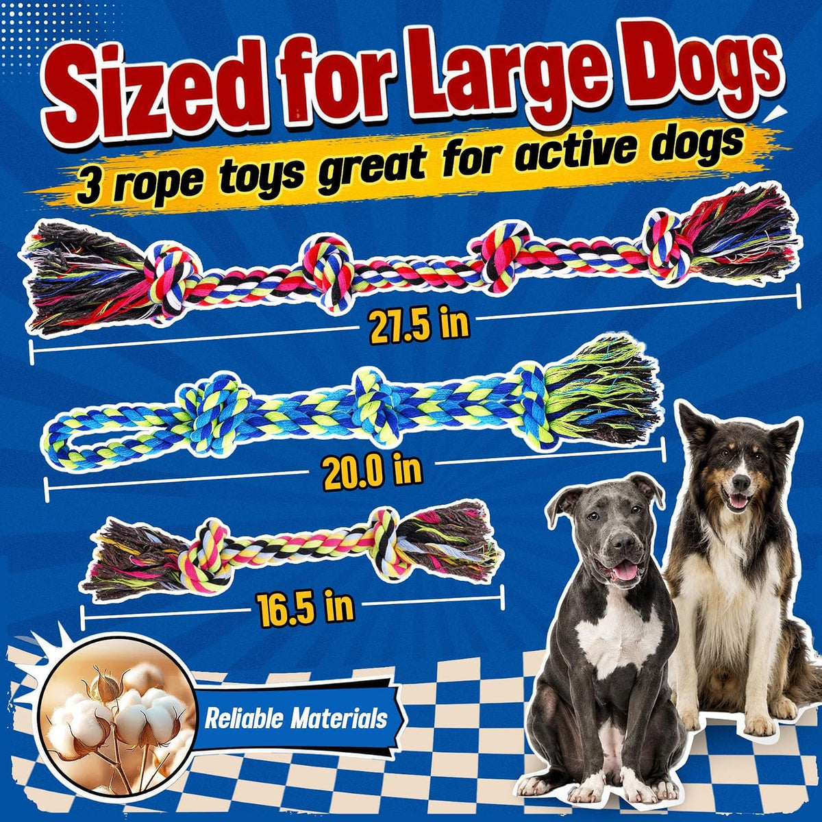 Forfon Tough & Strong Dog Rope Toy for Aggressive Chewers – Essentials for Dogs - Regular color - image 3