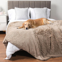 PetAmi Waterproof Dog Blanket for Couch Protector Pet Throw - Taupe / Queen (90x90)