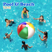 4E's Novelty inflatable rainbow beach balls 3 pack, 20 inch classic rainbow pool balls - view 4