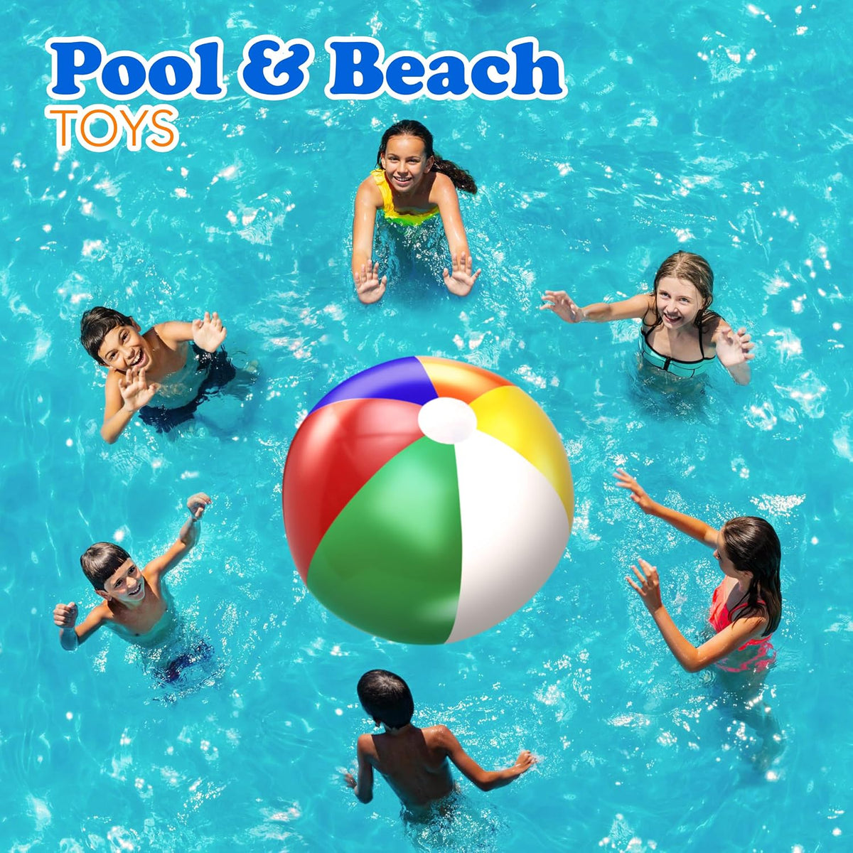 4E's Novelty inflatable rainbow beach balls 3 pack, 20 inch classic rainbow pool balls - view 4