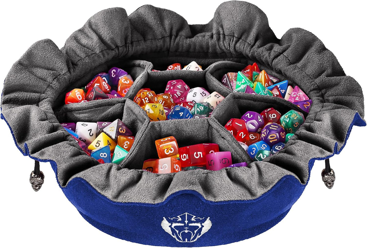 CardKingPro Immense Dice Bags with Pockets, Holds 150+ Dice - Blue