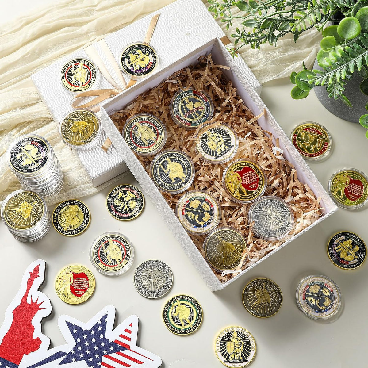 Nosiny 40 Christian challenge coins in gold zinc alloy with double sided print - view 17