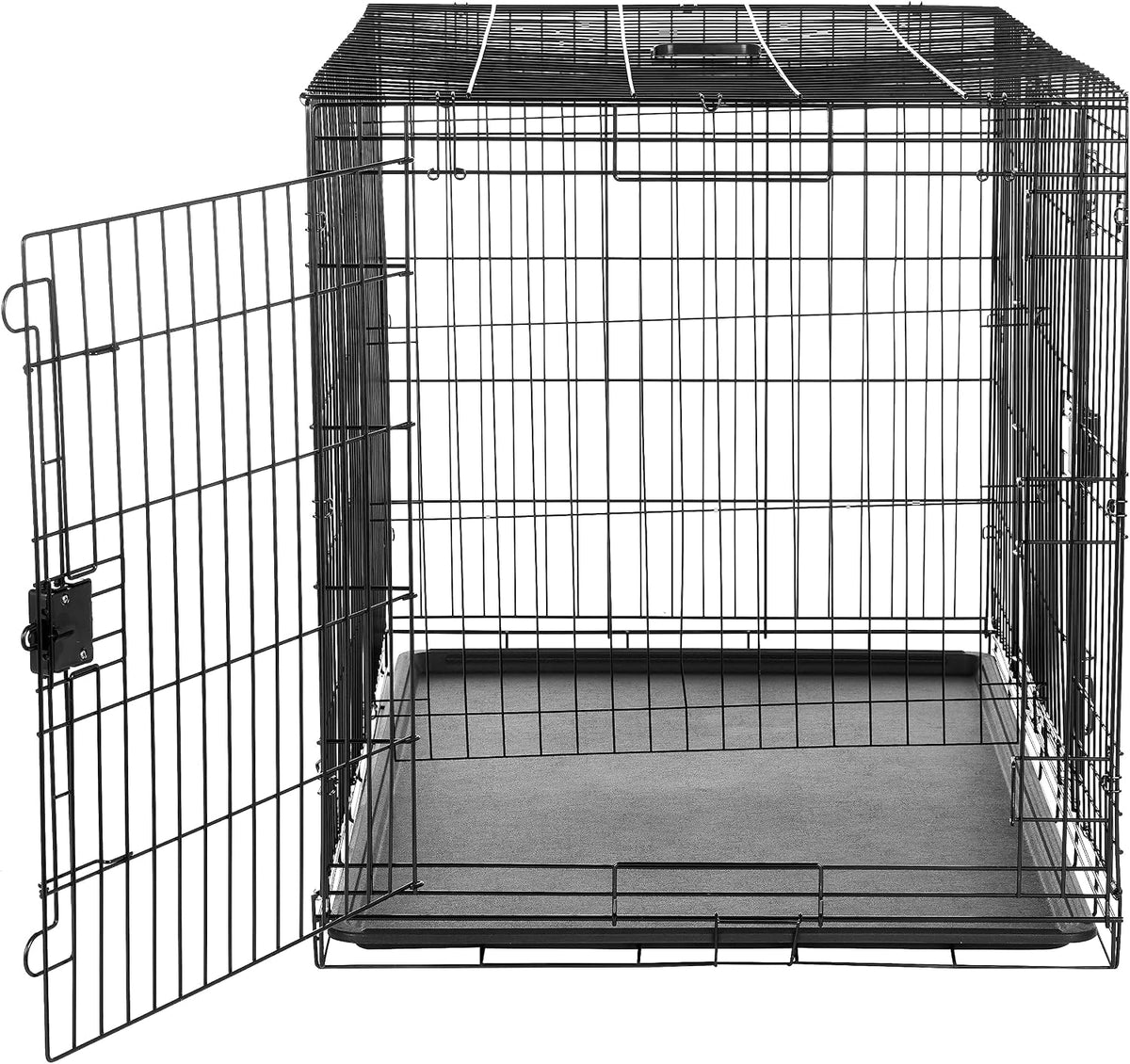 Amazon Basics Portable, Foldable Metal Wire Small Dog Crate with Removable Tray, Divider Panel - 48.0"L x 30.0"W x 32.5"H / Double Door w/ Divider - image 3