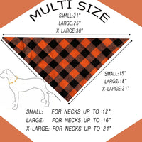 Fall Dog Bandanas 2 Pack, Orange Plaid Pet Scarf for Boy and Girl, Premium Durable Fabric, Holiday - Orange / Large - image 2