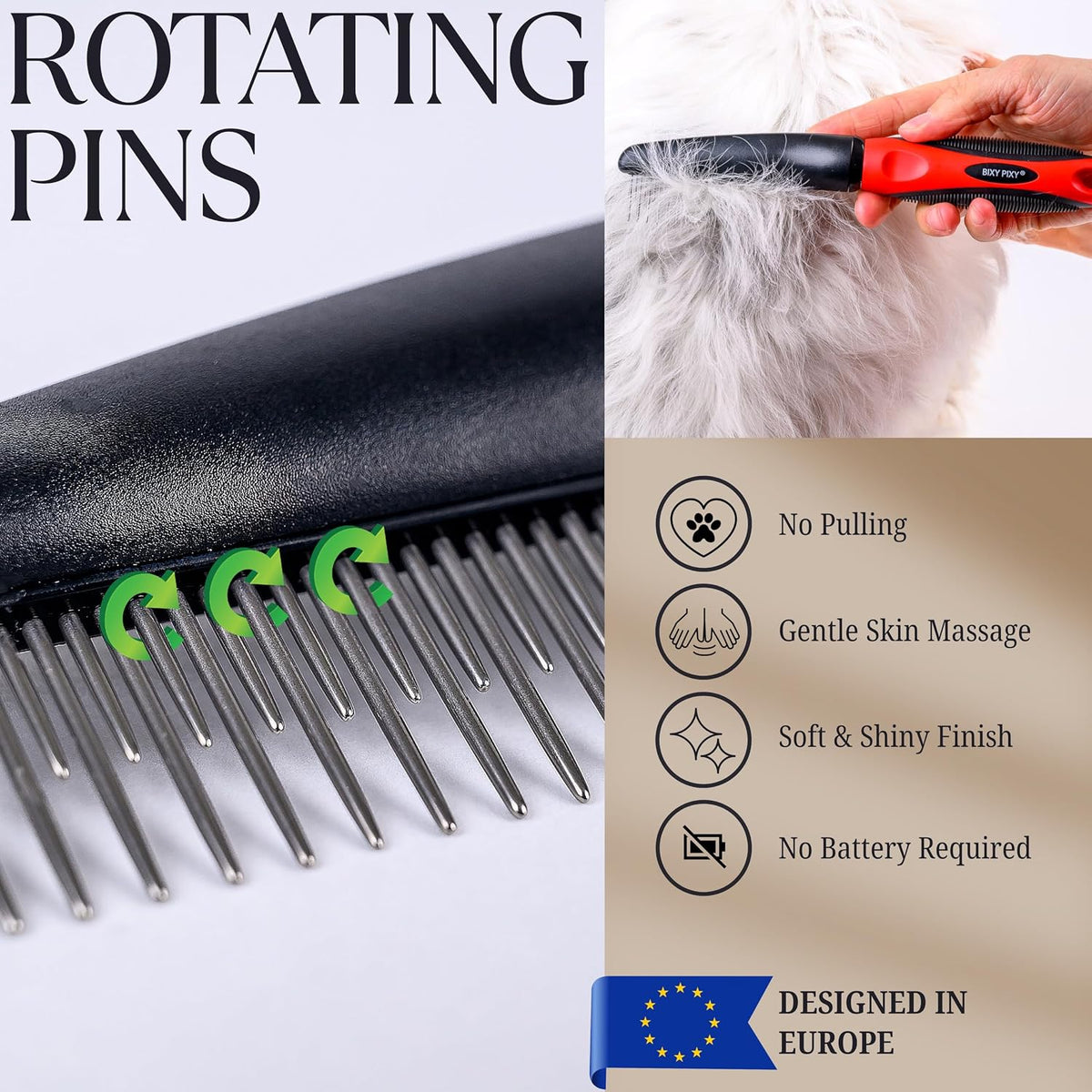 Poodle Comb with Rotating Teeth - Rotating Comb - image 3