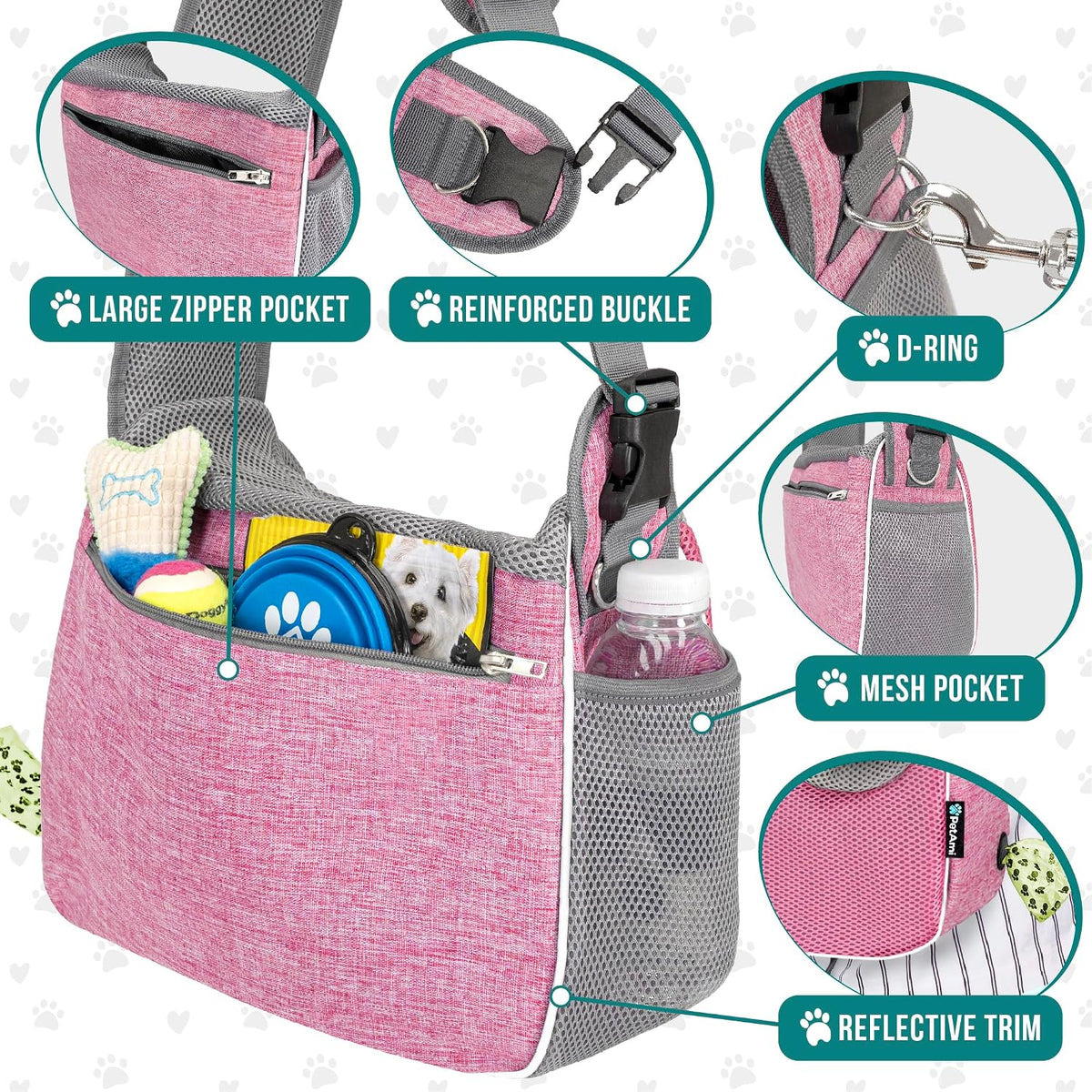 PetAmi Dog Sling Carrier for Small Dog - Pink - image 4