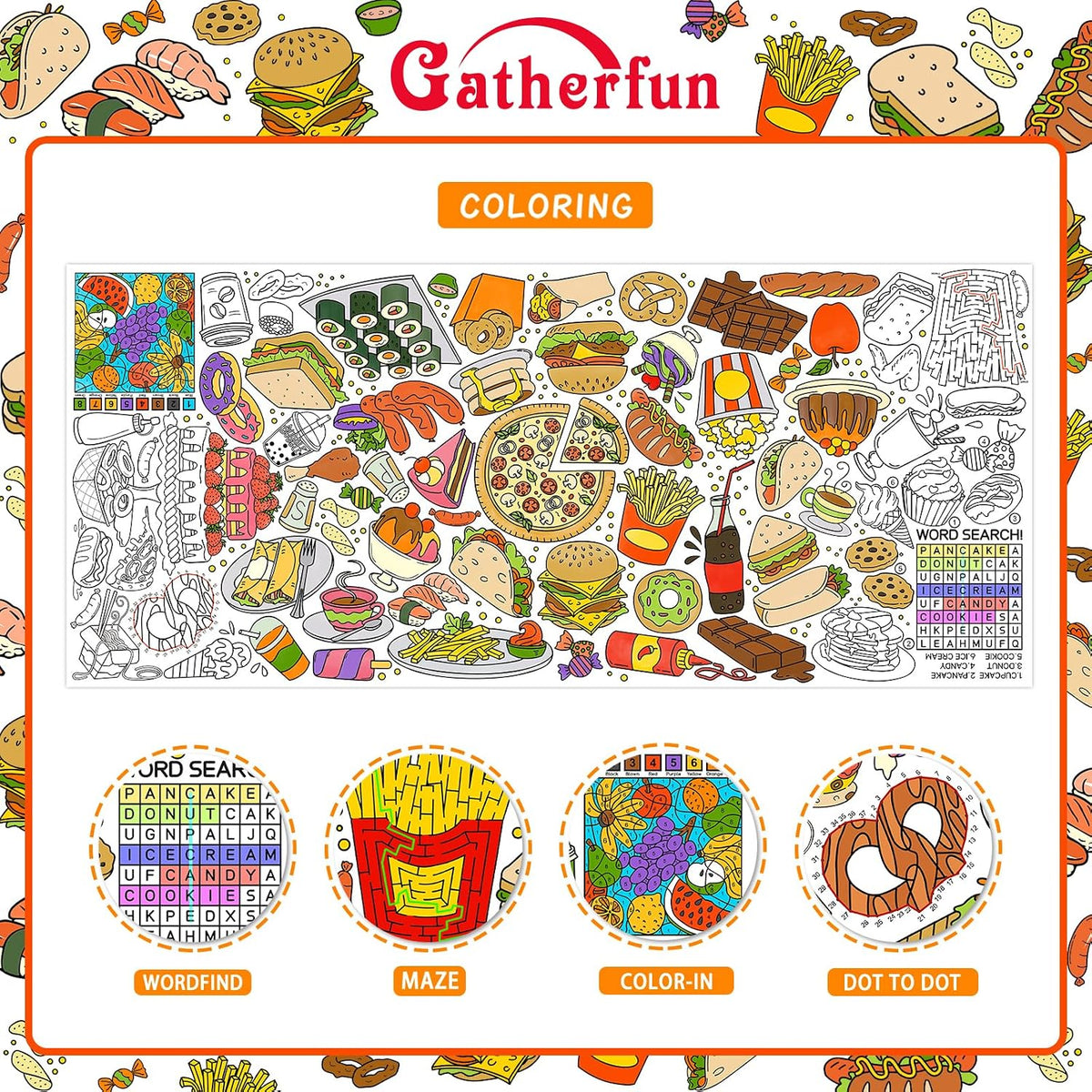 Halloween Activity Poster, Halloween Tablecloth for Kids - Food - image 3