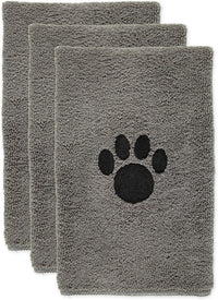 Bone Dry Pet Grooming Towel Collection Absorbent Microfiber Drying Set - Gray / 15x30"
