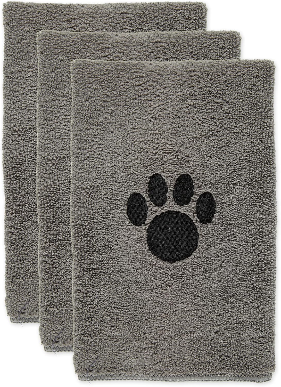 Bone Dry Pet Grooming Towel Collection Absorbent Microfiber Drying Set - Gray / 15x30"