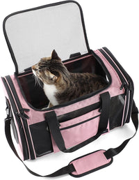 Soft Sided Carrier for Small Medium Cats Dogs - 19.3"L x 11.3"W x 11.3"H / New-Pink - image 2