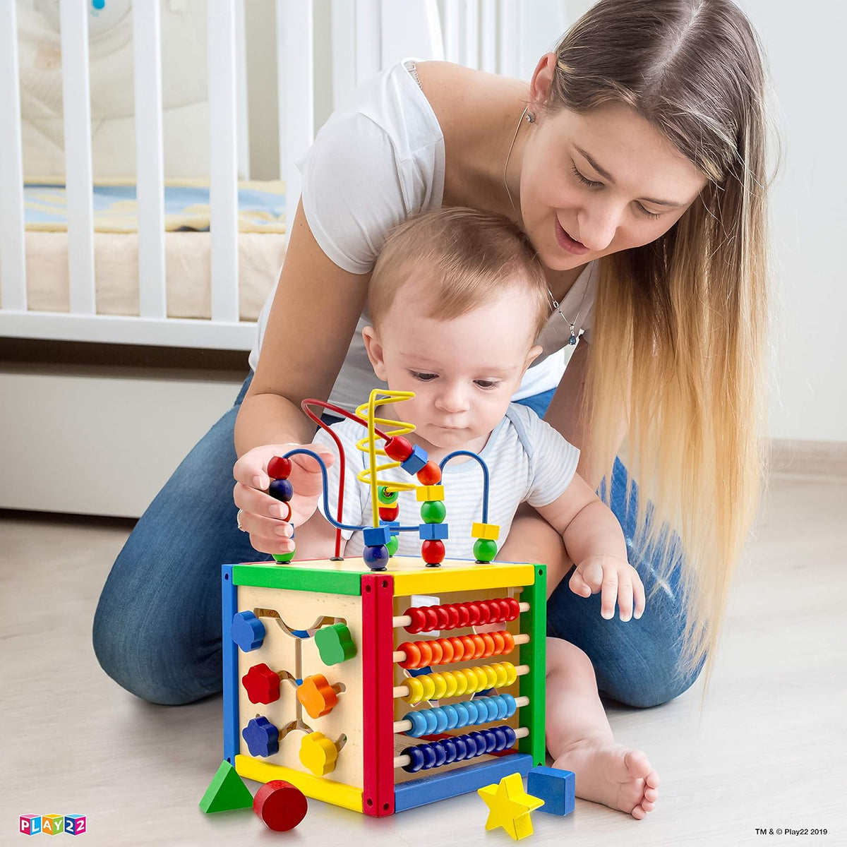 Wooden Activity Cube for Baby 6+ M, 8 Stacking Cups - image 3