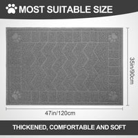Cat Litter Box Mat, 47" x 35" Large Waterproof Litter Trapping Mat – Daily Care for Cats - Grey / 2X-Large（47" x 35") - image 2
