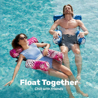 SLOOSH Inflatable Pool Floats Adult - Pink,Blue-Tropical Leaves - image 3