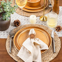 GBHOME Ceramic Dinnerware Sets for 4, 12 Pieces Stoneware Plates and Bowls Sets, Scratch Resistant Dishes, Dishwasher & Microwave Safe, Reactive Glaze-Amber