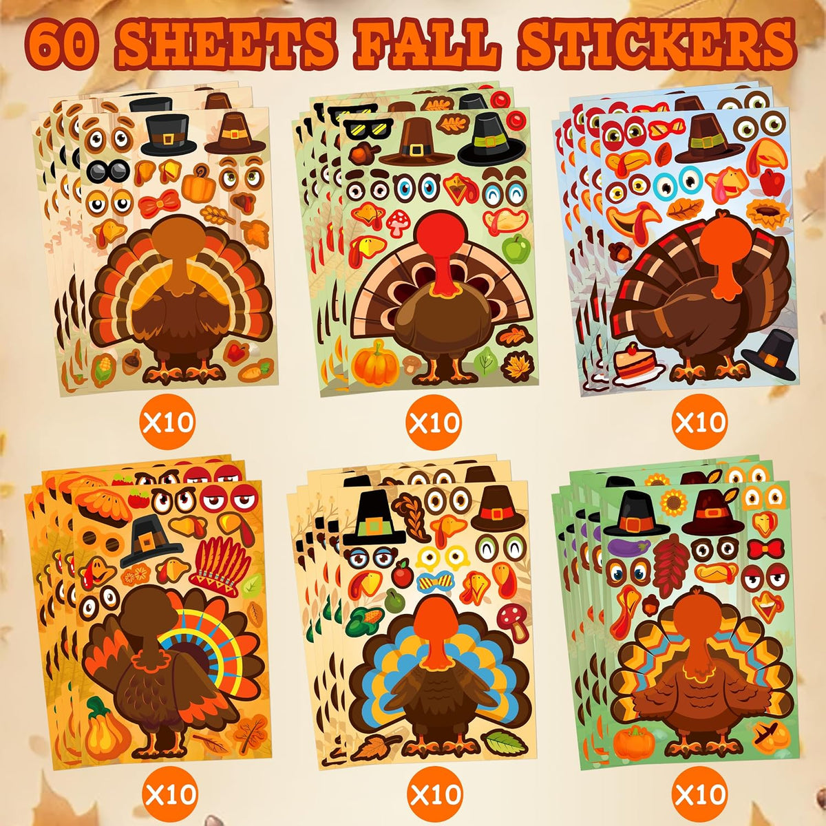 LINAYE make your own Halloween stickers, 60 sheets with ghost, witch and vampire parts - view 8