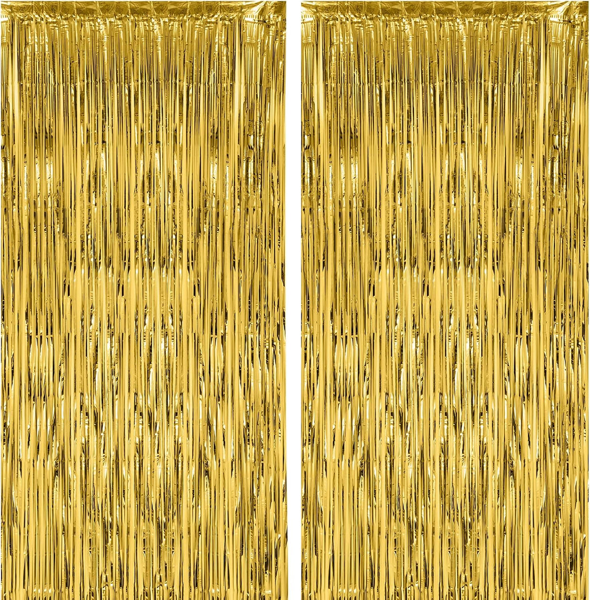 Voircoloria 2 Pack Gold Foil Fringe Backdrop Curtains - Gold / 2