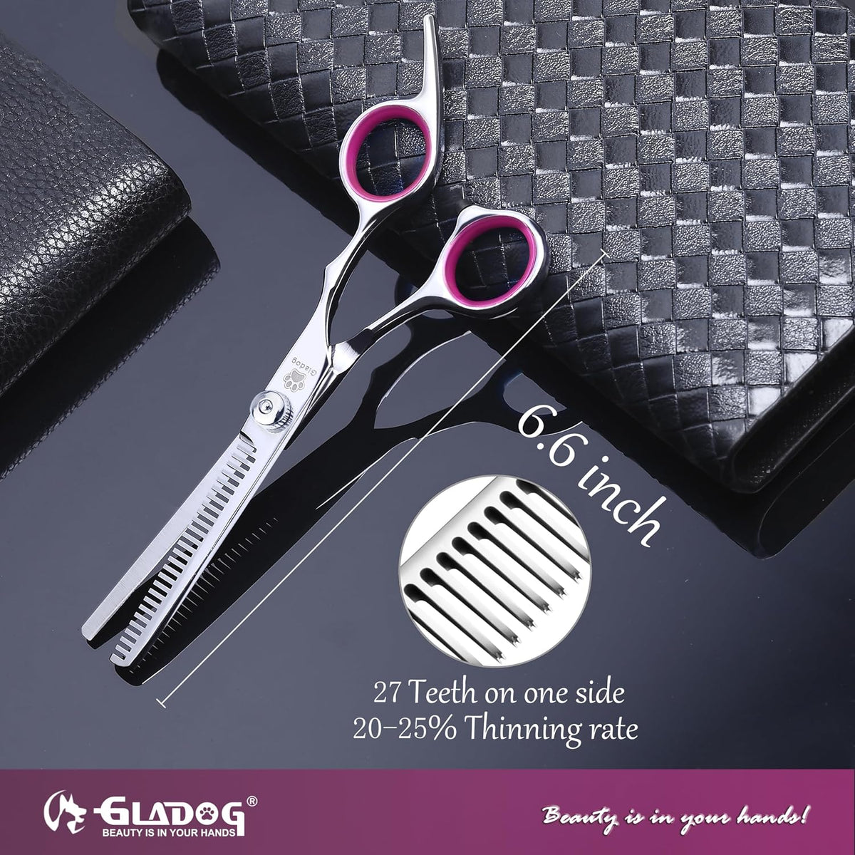 Dog Grooming Scissors Kit with Safety Round Tips - Pink - image 2