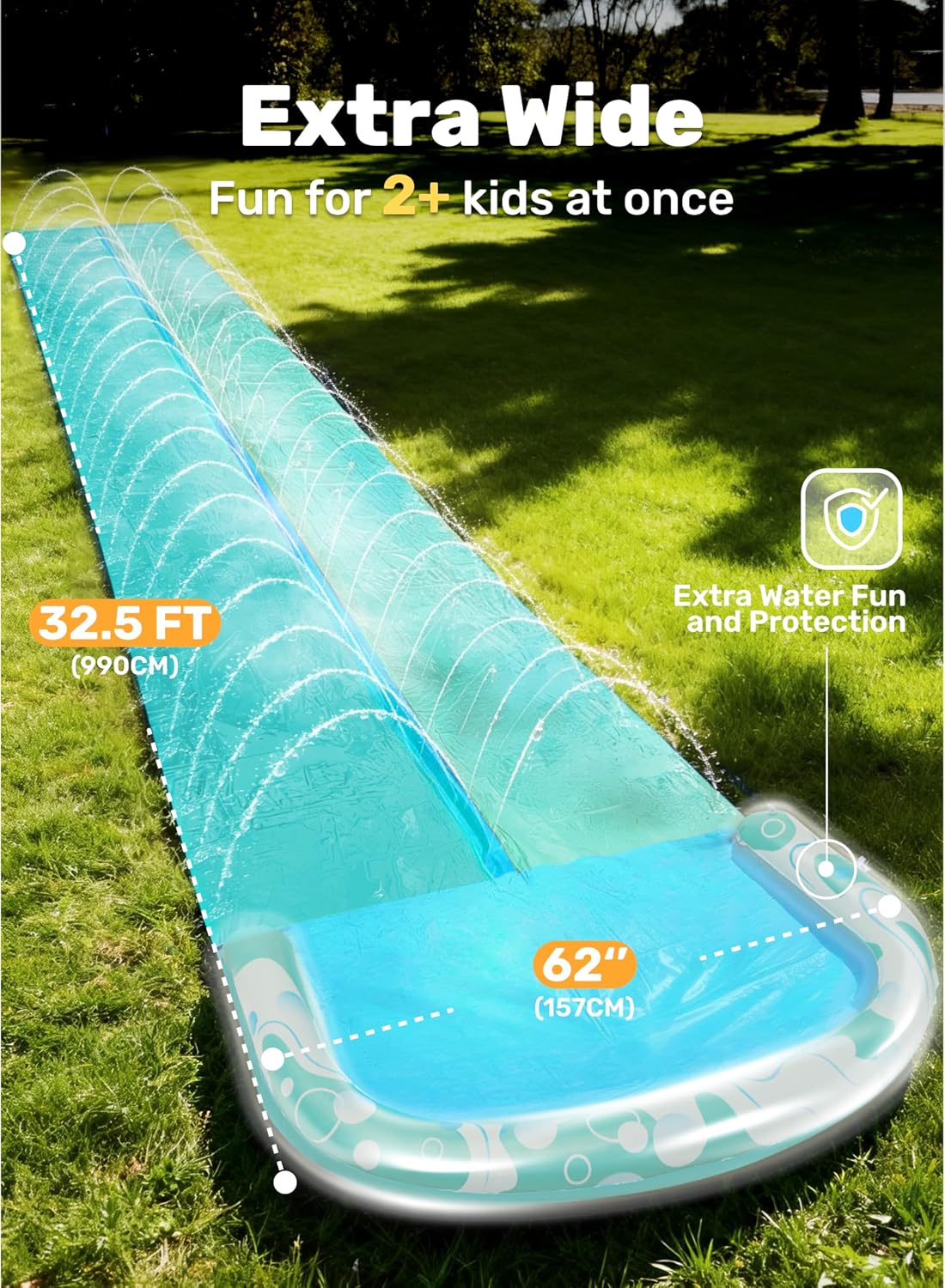 JOYIN 22.5ft Water Slides and 2 Bodyboards - Blue, Light Blue / 32.5ft - image 2