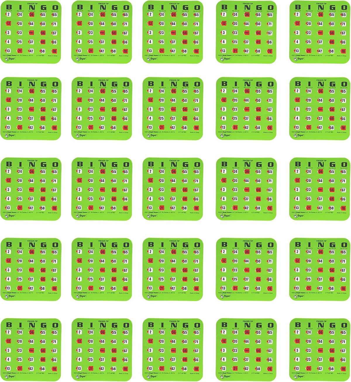 Regal Bingo Bulk Bingo Cards with Sliding Windows - Green / 25 Cards - image 2