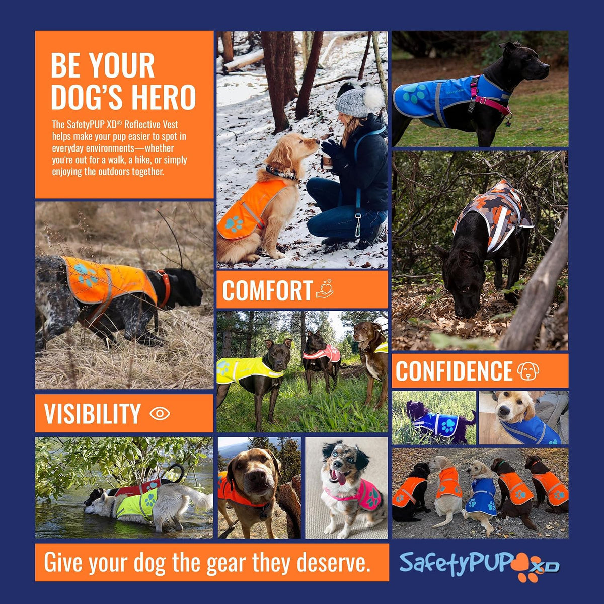 Blaze Orange Dog Vest. Reflective High Visibility in Hunting & Wooded - Orange / Small - image 3