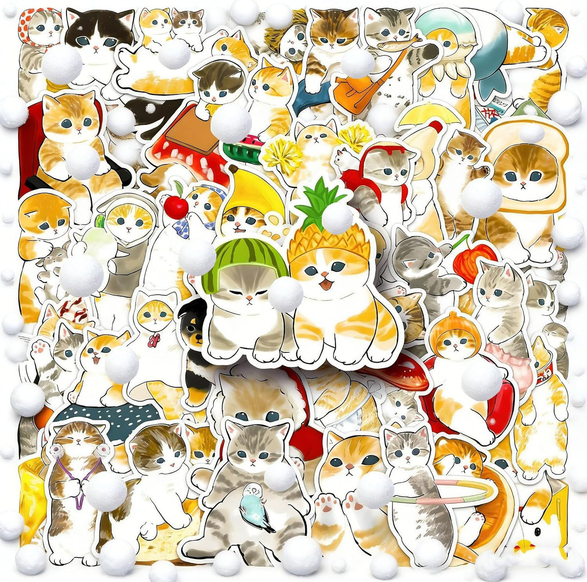 100PCS Vintage Christmas Stickers - Cat a - image 2