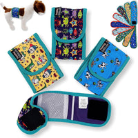 Pack of 3 Dog Belly Band Puppy Diapers Male Boy Belly Wrap Reusable - L: Waist 15" - 17" / Pack of 3 - Teal Trim