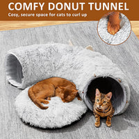 Cat Tunnel with Cat Bed for Indoor Cats - GREY - image 4