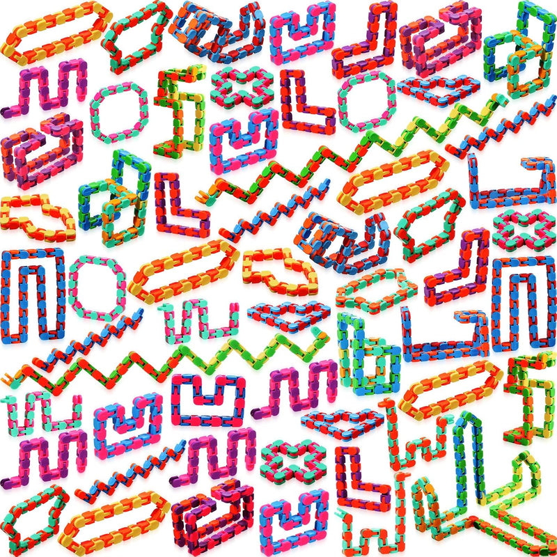 Sotiff wacky tracks fidget toys, 60 pack of clicking snap link chains in assorted colors