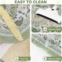 24"x15" Cat Litter Mat Non-Slip Washable Litter Box Mat – Daily Care for Cats - Green Mandala / 40X30in - image 2