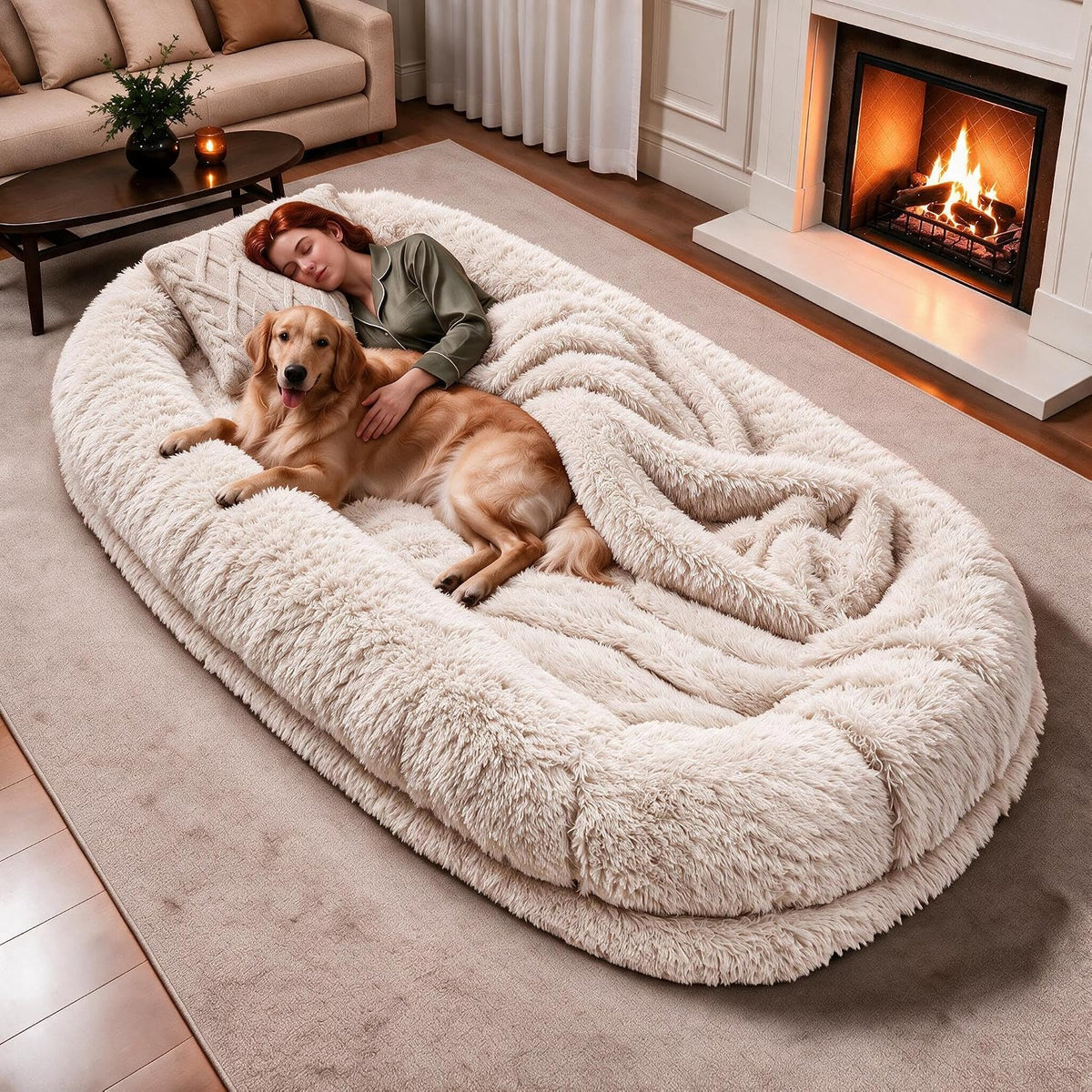 Grey Human Dog Bed, 71''x45''x12'' Size Fits Adult and Pet - Geige