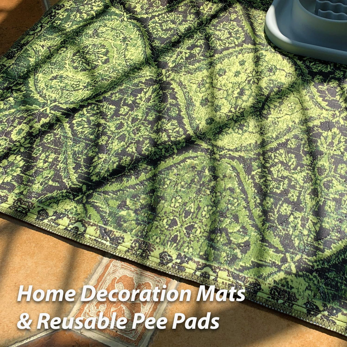 Washable Pee Pads for Dogs, Stylish - 36x72 Inch (Pack of 2) / Green/Multi - image 3