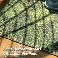 nunubaby Washable Pee Pads for Dogs, Stylish, Non-Slip and Leak-Proof Pee Pads. Reusable Potty Pads for Dogs for Crates and Floors.(Green/Multi, 18" x24")