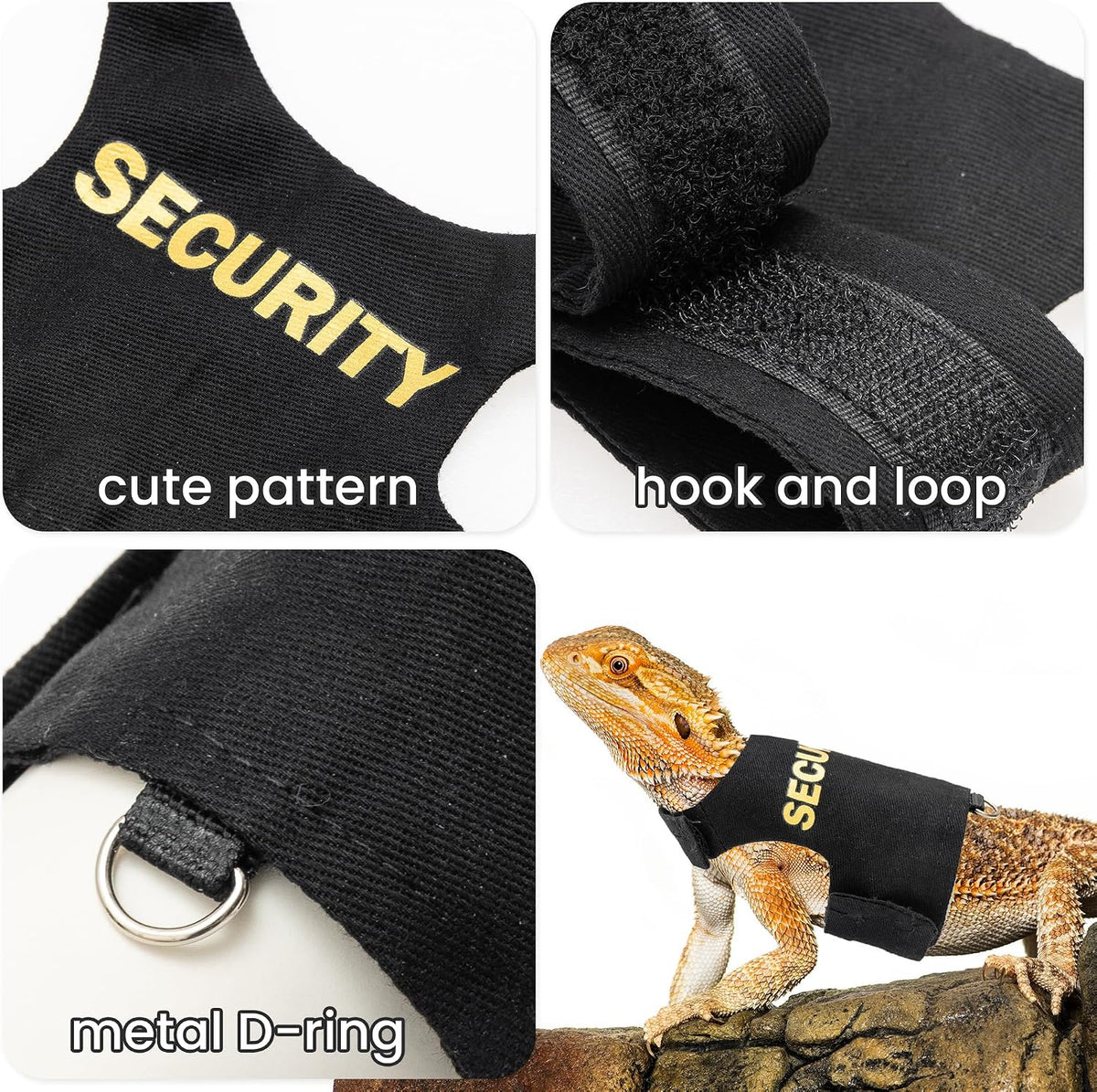 Bearded Dragon Harness and Leash Set, Escape Proof Reptile Vest – Essentials for Reptiles And Amphibians - black - image 4