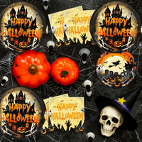 qonimi Halloween plates and napkins set, 75 piece disposable tableware - view 27
