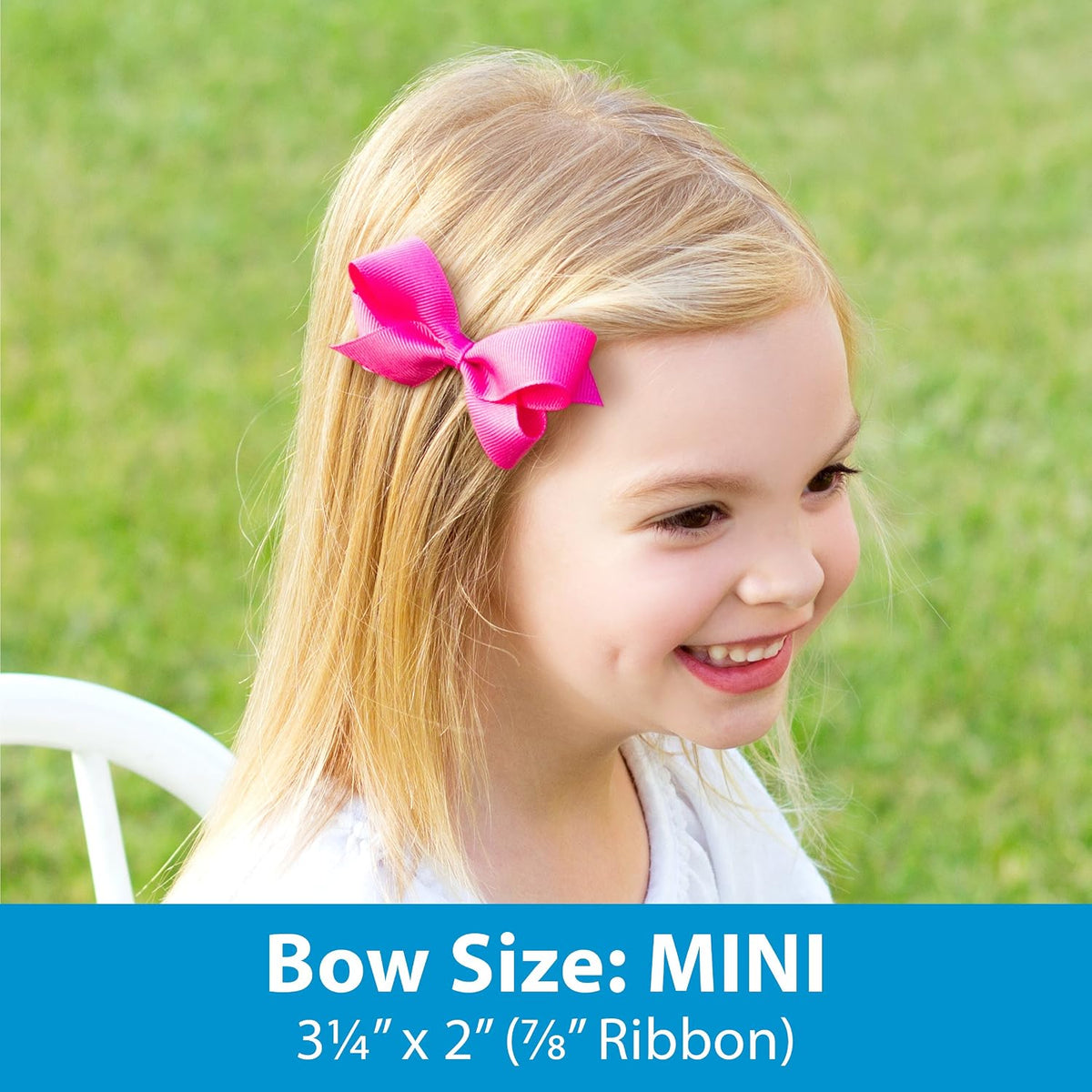 Wee Ones medium smoke blue girls grosgrain hair bow with scalloped edges and no slip clip - view 18