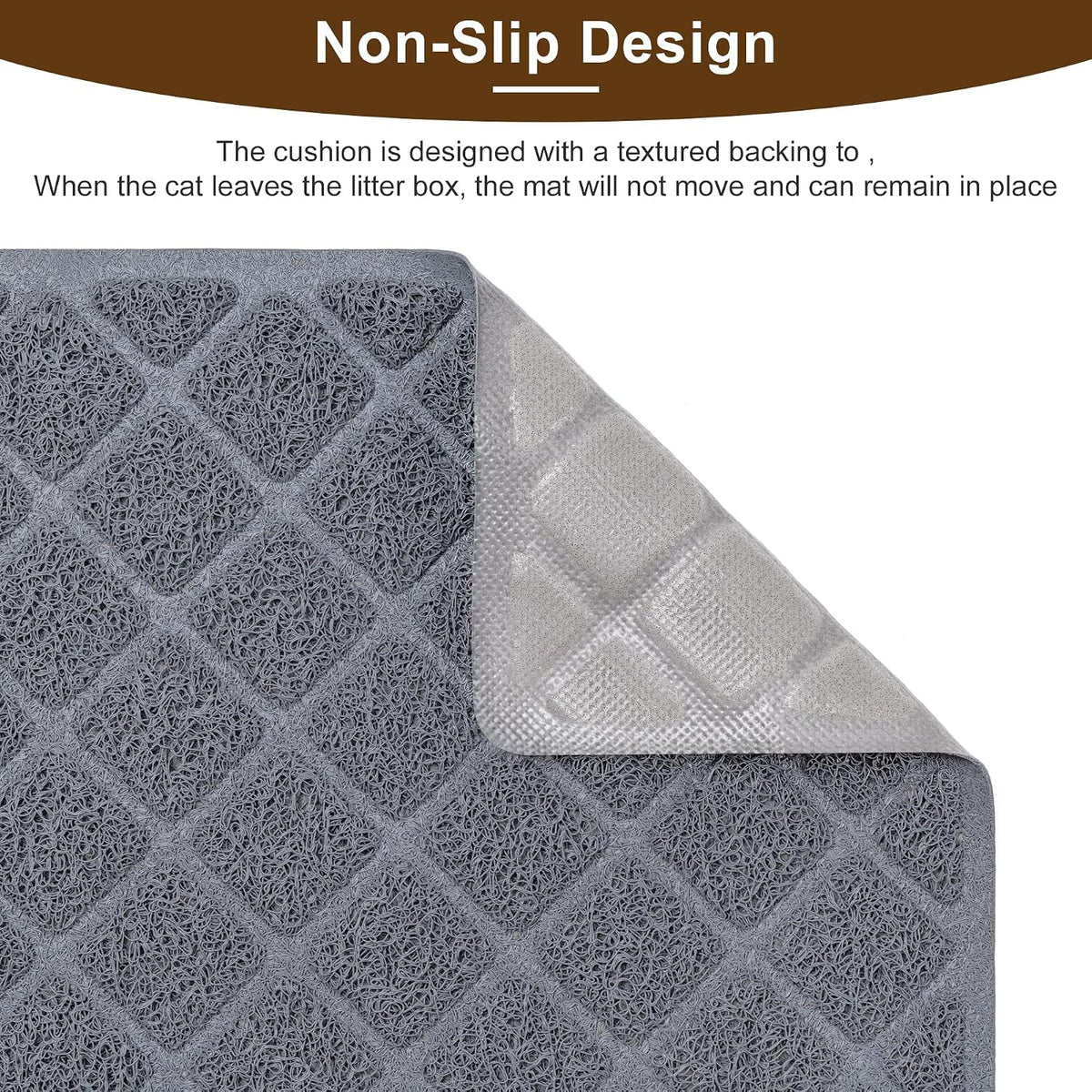 Cat Litter Box Mat, Trapping Mat Premium Durable PVC Pad - Grey / 23*14 - image 3