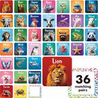 Hebayy 72 PCS Memory Matching Game - Real Animals-A
