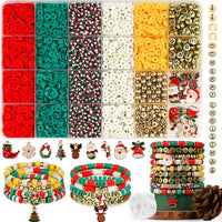 Gionlion Christmas clay bead bracelet kit with red, green, white and gold beads - view 4