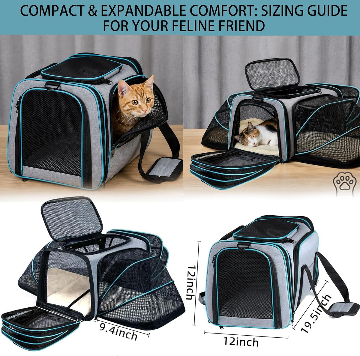 Cat Dog Carrier - Airline Approved Expandable Soft-Sided Pet Carrier with Removable Fleece Pad - 43.0"L x 32.0"W x 12.0"H - image 2