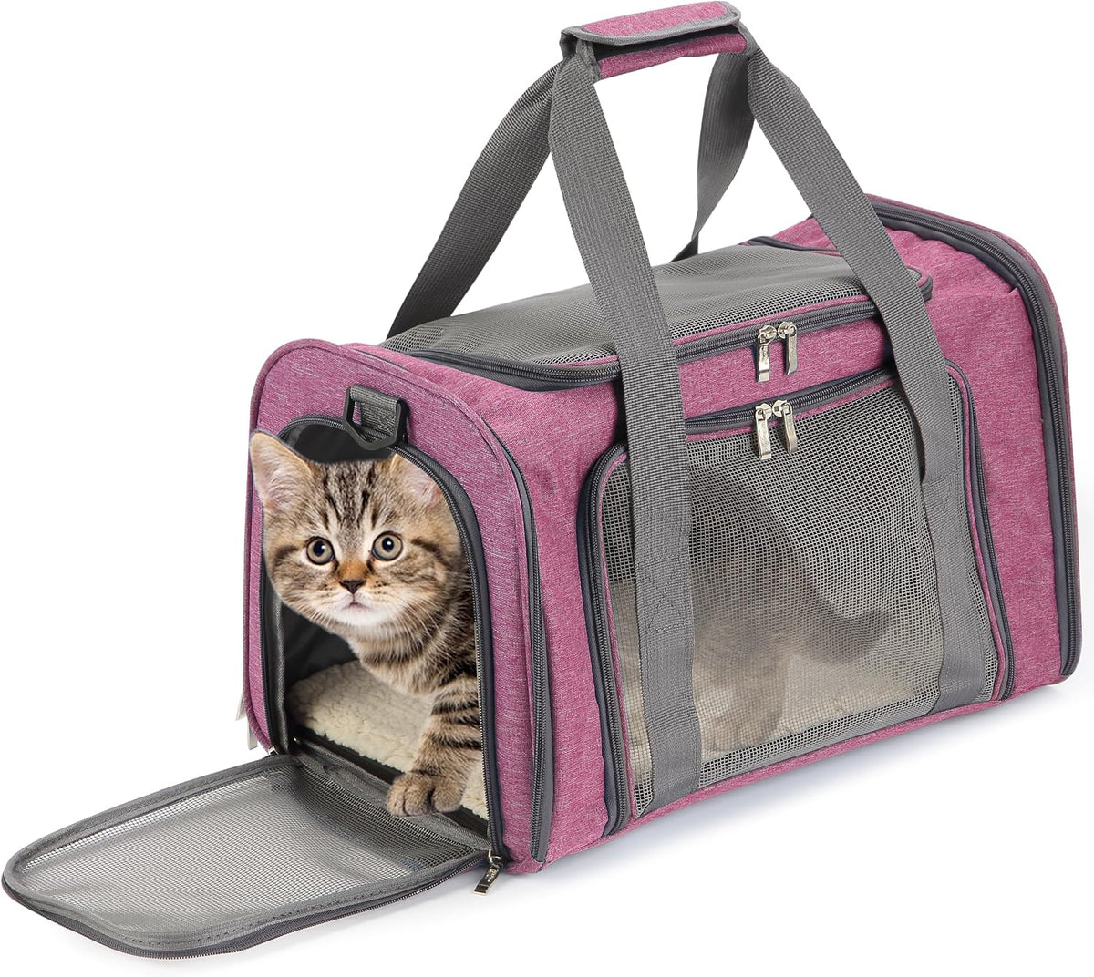 Mr. Pen, Pet Carrier, 17.5" x 11.2" x 11.5", Medium Size, Gray - Pink