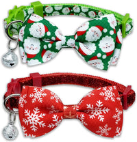 2 Pack Halloween Cat Collars with Bells, Breakaway - Christmas Santa Snow