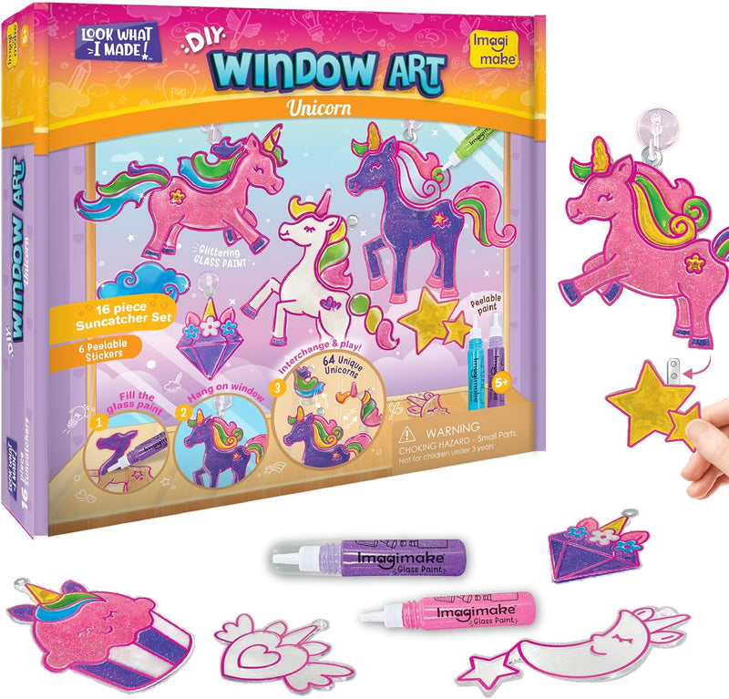 Imagimake Window Art, Mermaid, Unicorn 16 Pieces Suncatcher Kit - Window Art / Unicorn