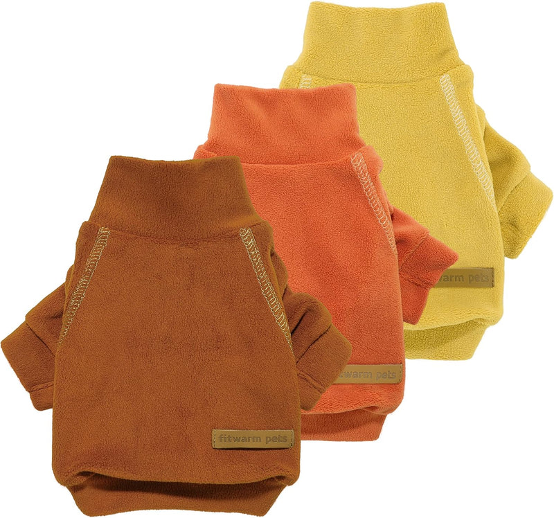 Fitwarm 3 Pack Classic Fleece Dog Sweater - XX-Large / Orange-Yellow-Coffee