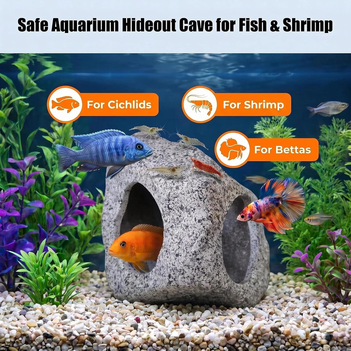 SpringSmart Betta Fish Tank Decor Rock Cave - image 3