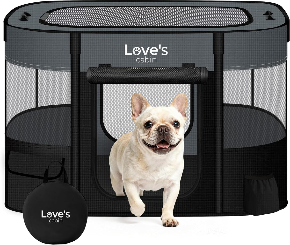 Love's cabin Pet Puppy Dog Playpen - Grey / Medium
