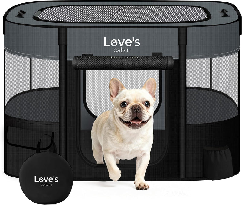 Love's cabin Pet Puppy Dog Playpen - Grey / Medium