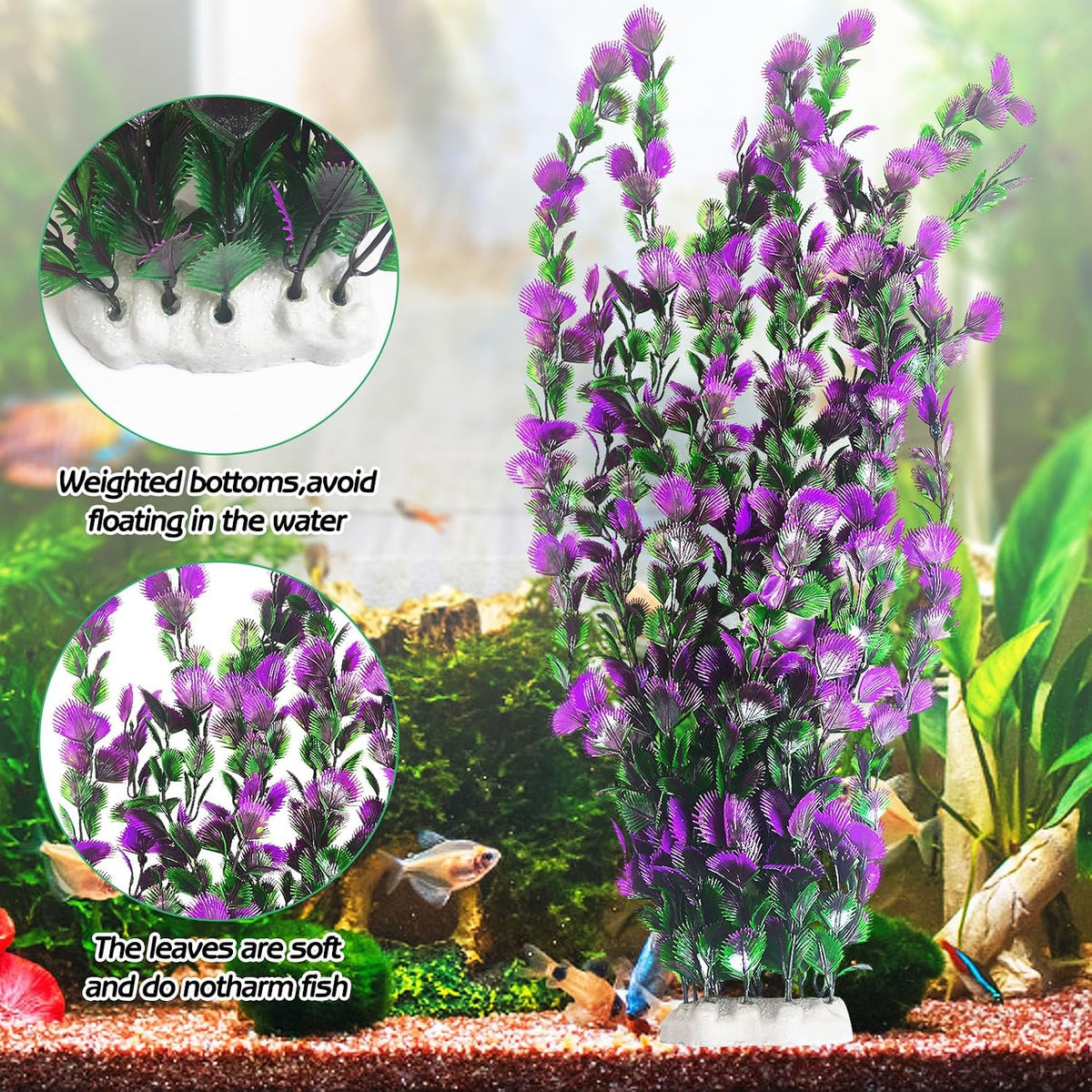 Aquarium Plastic Plants Extra Large Aquarium Plant 20.4-inch Tall - B*2 Pcs / 27.5 in - image 3