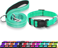 Maiiu reflective nylon dog collar and leash set with quick release buckle